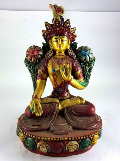 Clay Statue Of White Tara [made In Nepal], [handmade], [painted]