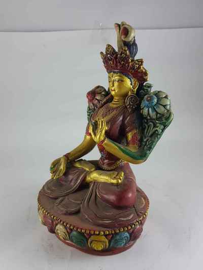 Clay Statue Of White Tara [made In Nepal], [handmade], [painted]