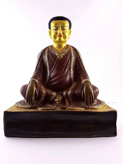 Copper Statue Of Marpa Lotsawa [gold And Silver Plated], [painted Face], [double Color Oxidation]