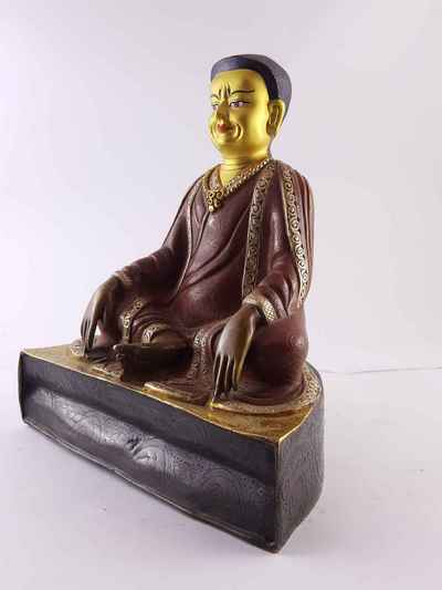 Copper Statue Of Marpa Lotsawa [gold And Silver Plated], [painted Face], [double Color Oxidation]