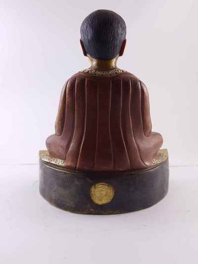 Copper Statue Of Marpa Lotsawa [gold And Silver Plated], [painted Face], [double Color Oxidation]