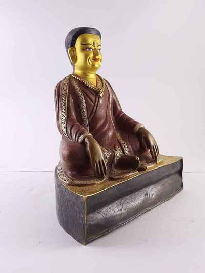 Copper Statue Of Marpa Lotsawa [gold And Silver Plated], [painted Face], [double Color Oxidation]