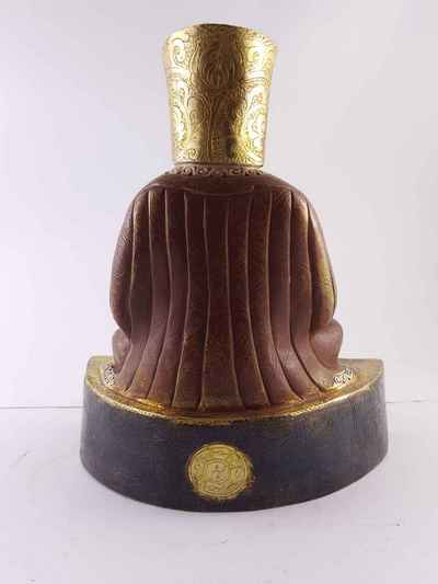 Copper Statue Of Gampopa [gold And Silver Plated], [painted Face], [double Color Oxidation]