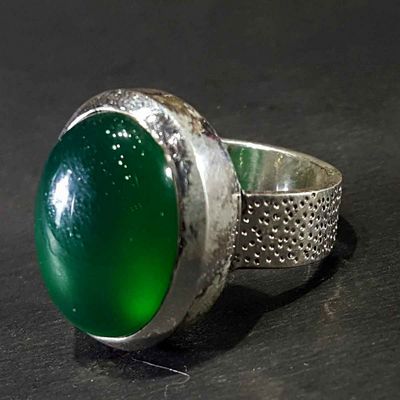 Green Onyx Handmade Silver Ring