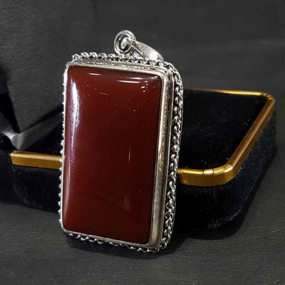 Red Onyx Handmade Silver Pendant