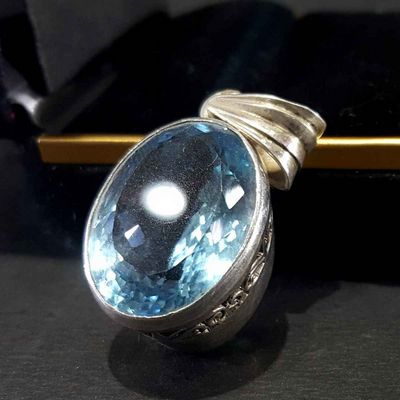 Blue Topaz Handmade Silver Pendant