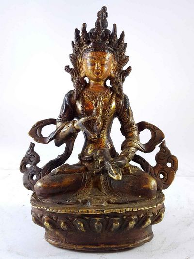 Handmade Statue Of Vajrasattva [partly Gold Plated], [painted Face], [antique Finishing]