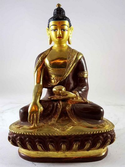 [best Price], Statue Of Shakyamuni Buddha [partly Gold Plated], [painted Face], For A Gift, Altars And Buddhist Ritual