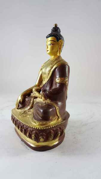 [best Price], Statue Of Shakyamuni Buddha [partly Gold Plated], [painted Face], For A Gift, Altars And Buddhist Ritual