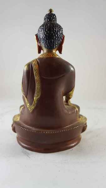 [best Price], Statue Of Shakyamuni Buddha [partly Gold Plated], [painted Face], For A Gift, Altars And Buddhist Ritual
