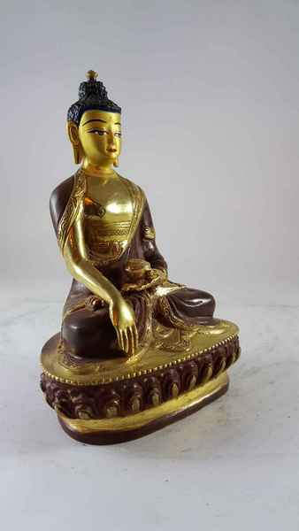[best Price], Statue Of Shakyamuni Buddha [partly Gold Plated], [painted Face], For A Gift, Altars And Buddhist Ritual