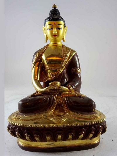 [best Price], Statue Of Shakyamuni Buddha [partly Gold Plated], [painted Face], For A Gift, Altars And Buddhist Ritual