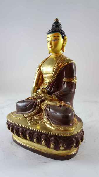 [best Price], Statue Of Shakyamuni Buddha [partly Gold Plated], [painted Face], For A Gift, Altars And Buddhist Ritual