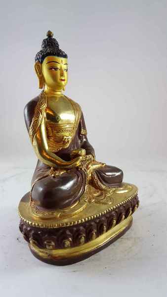 [best Price], Statue Of Shakyamuni Buddha [partly Gold Plated], [painted Face], For A Gift, Altars And Buddhist Ritual