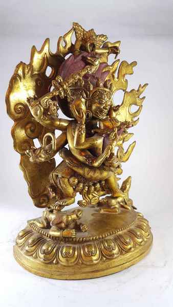 Unique Statue Of Hayagriva - Heruka [bhutanese Style], [full Gold Plated], [sold]