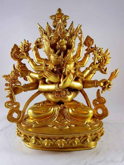 Copper Statue Of Guhyasamaja [full Gold Plated]