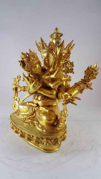 Copper Statue Of Guhyasamaja [full Gold Plated]
