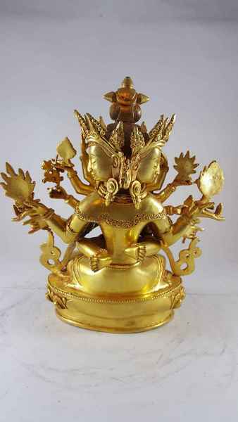 Copper Statue Of Guhyasamaja [full Gold Plated]