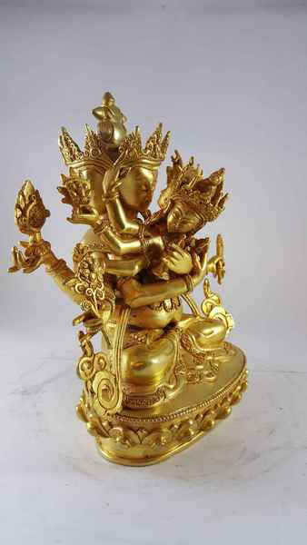 Copper Statue Of Guhyasamaja [full Gold Plated]