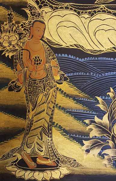 White Tara Thangka [painting], [smoked Antique Finishing], [sold]