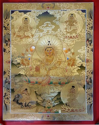 Pancha Kuber [five Jambhala], [dzambhala], [sethi- Setang], [full Gold], [tibetan Style], [painting], [real Gold]