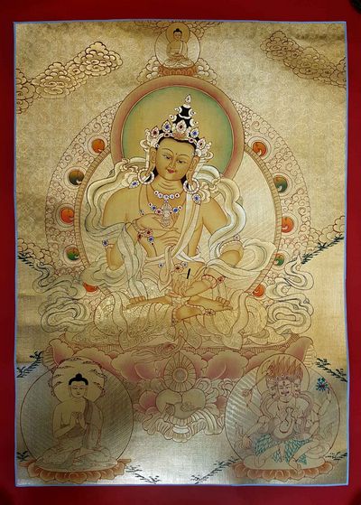 Vajrasattva [sethi- Setang], [full Gold], [tibetan Style], [painting], [real Gold]