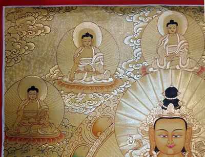 Avalokiteshvara [sethi- Setang], [full Gold], [tibetan Style], [painting], [real Gold]