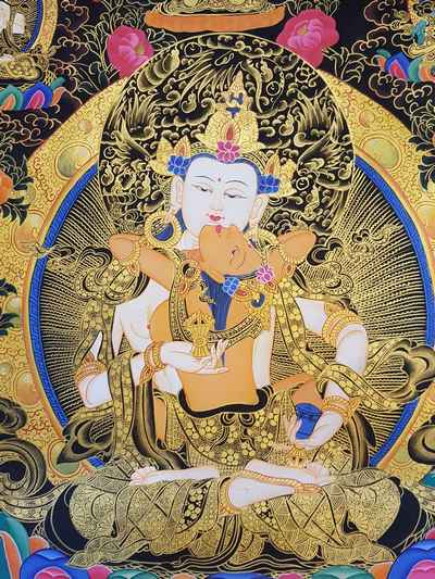 Vajrasattva With Consort, [shakti], Yab-yum Thangka [tibetan Style], [painting]
