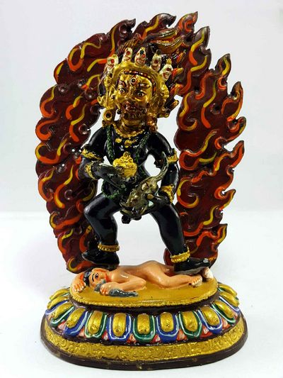 Black Jambhala Handmade Statue [traditional Color Finishing]