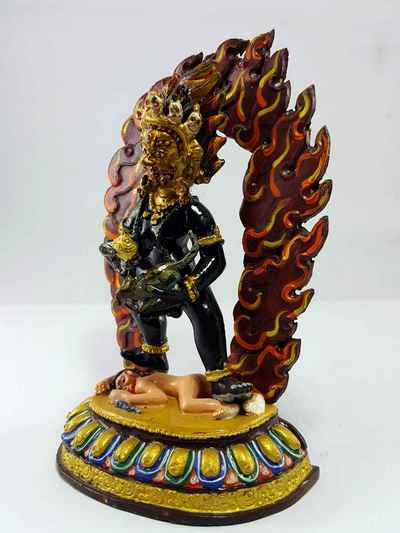 Black Jambhala Handmade Statue [traditional Color Finishing]