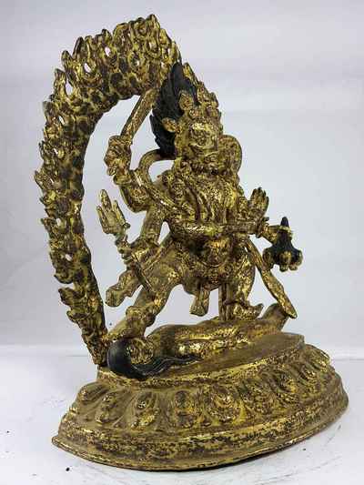 Kala Bhairab [full Gold Plated], [antique Finishing], [rare Find]