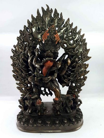 Statue Of Yamanta Vajrabhairava Copper Oxidized