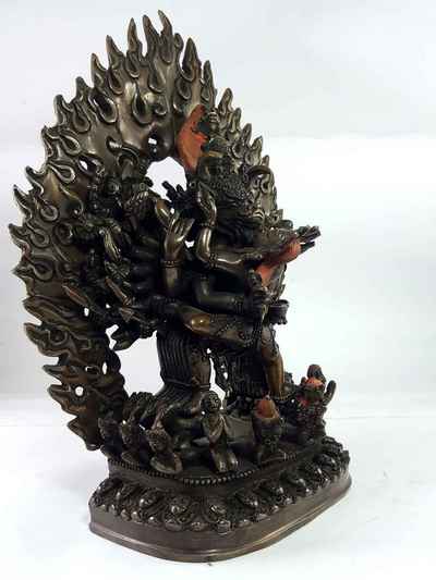 Statue Of Yamanta Vajrabhairava Copper Oxidized