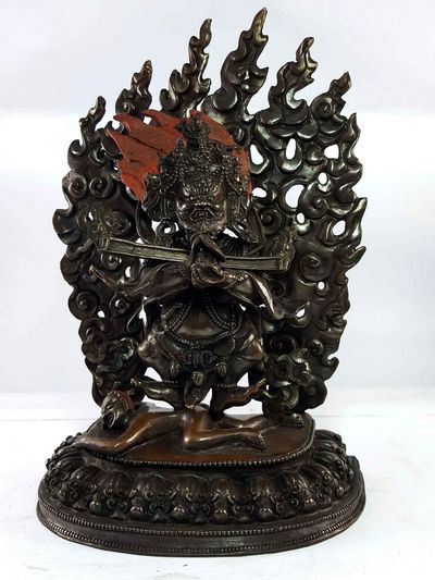 Statue Of Mahakala Panjaranatha Copper Oxidized