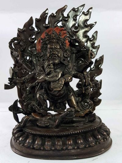 Black Mahakala / Six Arms Mahakala Statue Of Copper Oxidized