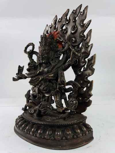 Black Mahakala / Six Arms Mahakala Statue Of Copper Oxidized