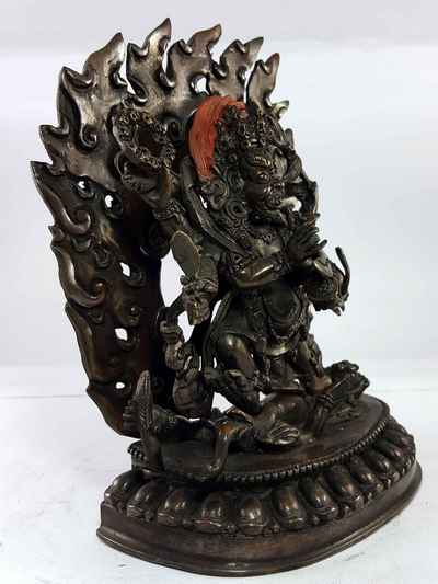 Black Mahakala / Six Arms Mahakala Statue Of Copper Oxidized