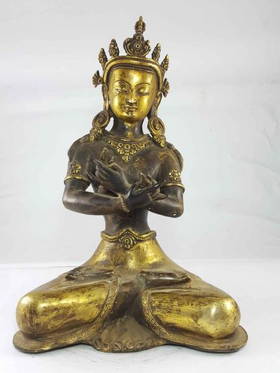 Vajradhara Statue Partly Gold Plated Oxidized [antique Finishing], [newari Style]
