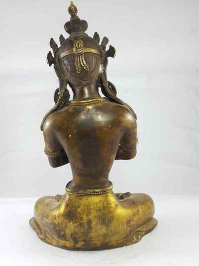 Vajradhara Statue Partly Gold Plated Oxidized [antique Finishing], [newari Style]