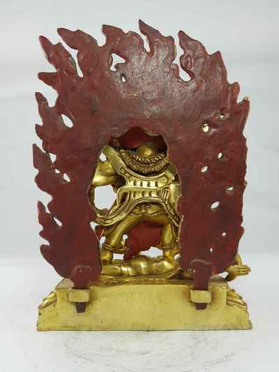 Black Mahakala Statue [full Gold Plated], [painted Face]