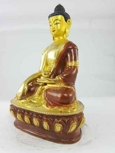 [best Price], Shakyamuni Buddha [partly Gold Plated], [painted Face], For A Gift, Altars And Buddhist Ritual