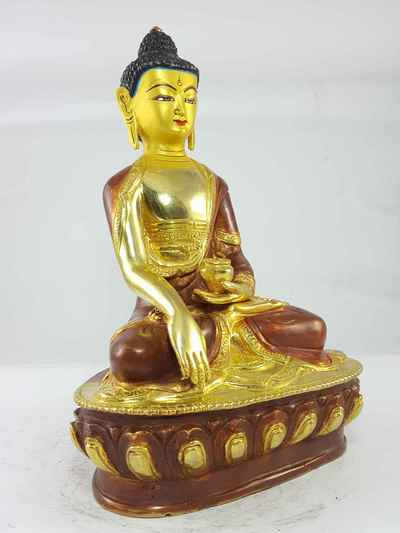 [best Price], Shakyamuni Buddha [partly Gold Plated], [painted Face], For A Gift, Altars And Buddhist Ritual