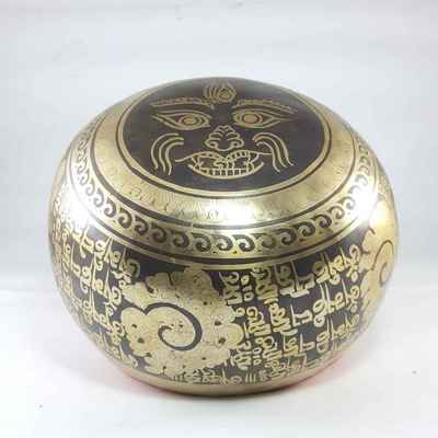 Mustang Bronze Hand Beaten Bowls With Dhoja Shell At The Centre, [select Accessories]
