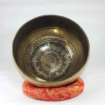 Mustang Bronze Hand Beaten Bowls With Spiral Mantra At The Centre, [select Accessories]