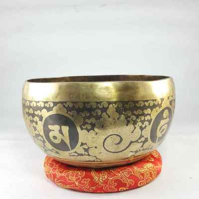 Mustang Bronze Hand Beaten Bowls With Spiral Mantra At The Centre, [select Accessories]