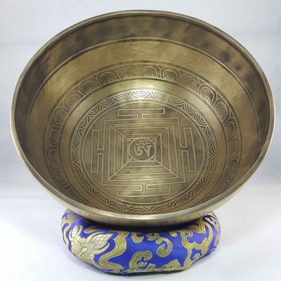 Bronze Hand Beaten Etched And Carved Bowls With Om Mandala At The Centre, [select Accessories]