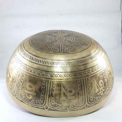 Bronze Hand Beaten Etched And Carved Bowls With Om Mandala At The Centre, [select Accessories]