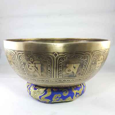 Bronze Hand Beaten Etched And Carved Bowls With Om Mandala At The Centre, [select Accessories]