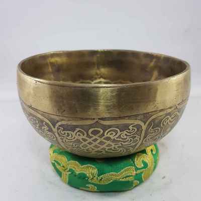 Bronze Hand Beaten Etched And Carved Bowls With Endless Knot At The Centre, [select Accessories]