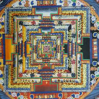 Red Kalachakra Mandala Thangka [hand Painted]